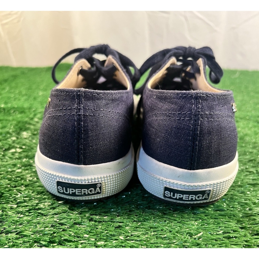 Superga X Jennifer Mayer Collab Navy Denim Sneakers 37.5 US 7 EUC Shoes - Picture 6 of 8